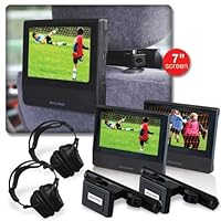 Nextbase CLICK7 Value Pack - two 7' DVD Players, two dual-channel Wireless Headphones and Stanchion Mount Duo