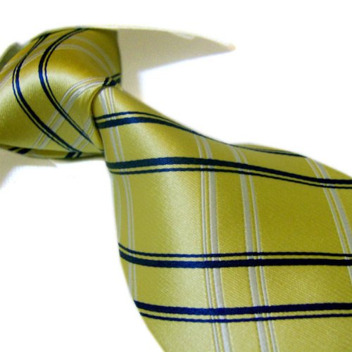 Towergem 100% Silk Golden Check Woven Tie For men Necktie