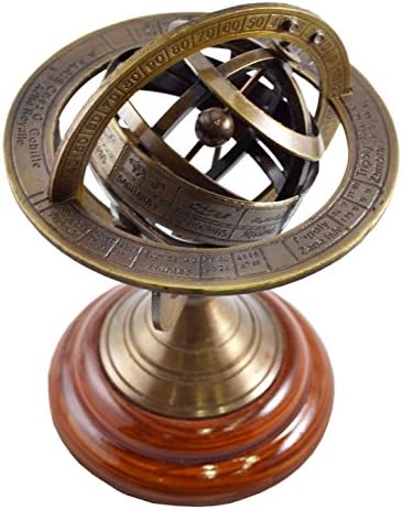Indian Nautical Instruments Brass Armillary Sphere in Antique Finish