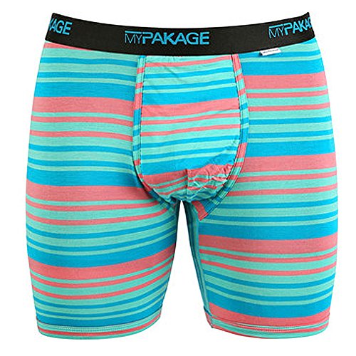 MyPakage Men's Weekday Tropical Stripe Boxer Brief Underwear Multi-Color