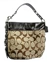 Authentic Coach Zoe Signature Dark Brown and Tan Handbag 12674 Silver/Khaki/Mahogany