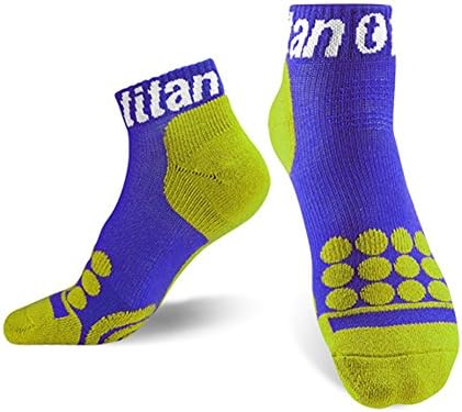Titan Elite Quarter High Basketball Socks (Light) - Performance Enhanced Cushion & Ankle Support - No Blisters, No Injuries, No Falling Socks, No Stinky Feet - Medium Purple/Green