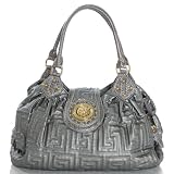 Geometric Quilted Lion Head Emblemed Leatherette Hobo Satchel Shoulder Tote Bag Purse Handbag - Colors Available