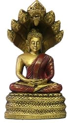 Small Naga Buddha, Gold and Red Finish