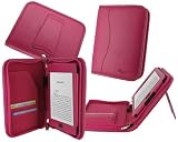 rooCASE Executive Leather Portfolio (Magenta) Case Cover with Portrait / Landscape Stand for for Amazon Kindle Touch 6-Inch Wi-FI / 3G (Latest Model Kindle 4)