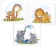 Jungle Theme Childrens Wall Art, Kids Wall Art, Nursery Set - Giraffes, Lions, Elephants - Three 11" X 14" Prints
