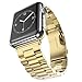 Arteck 38mm Stainless Steel Strap Wrist Metal Apple Watch Band Replacement w/Metal Clasp for iWatch Apple Watch All Models 38mm (Gold)