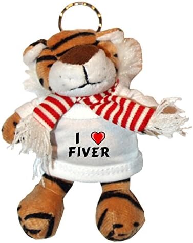 Tiger Plush Keychain with I Love Fiver (first name/surname/nickname)
