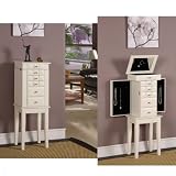 Diamond 5 Drawer Jewelry Armoire (White) (37.5"H x 13.63"W x 10.25"D)