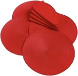 DII Round Braided Table Linen, Tango Red, Set of 8
