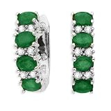 10K White Gold 1 4 (.25) ct GH Diamond and Emerald Earrings