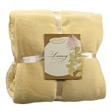 JS Sanders Super Soft Coral Fleece Blanket Queen Size, Camel