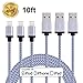 Winage Extra Long Cord 8 Pin Lightning to USB Charging Cables, Compatible with iPhone 7/7 Plus/SE/6/6S/6 Plus/6S Plus, 5C/5S/5, iPad Pro/Air/Mini, iPod Nano/Touch, 10', White, 3 Piece