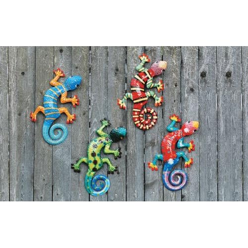 Set of 4 Gecko Metal Painted