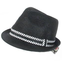 New PP Waterproof Stingy Brim Fedora Trilby Hat Black - Medium