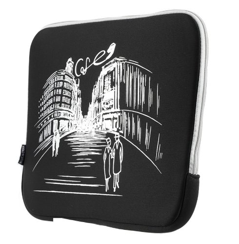 Lemix (IC-CPL) Housse noire « Café de Paris » en néoprène pour ordinateurs portables, Netbook, Apple Macbook Air et autres tablettes (jusqu’à 13 pouces).