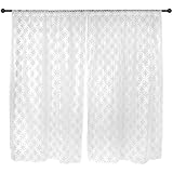 DII Elegant, Modern Lattice Lace, Wrinkle Resistant & Machine Washable, Charming Lace Sheer Window Curtain, Panels or Drape, Set of 2, 50x63" - White