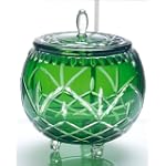 Glass Etched Green Bowl With Lid