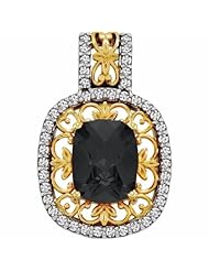 18K Two-Tone Gold Antique Cushion Cut Onyx and Diamond Pendant -- LIFETIME WARRANTY