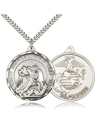 Sterling Silver St. Michael Marines Pendant - 24" Chain