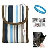 (Blue Rainbow Candy Stripes) Nylon Camera Carrying Case with Lushly Interio ....