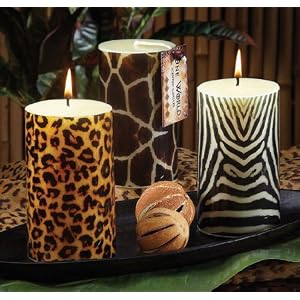 Pack of 6 Jungle Nights Scented Assorted Animal Print Pillar Candles