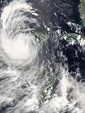 Hurricane Dean over the Yucatan Peninsula Photographic Poster Print by Stocktrek Images, 18x24