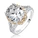 Bling Jewelry Tomkat Two Tone Vintage CZ Oval Shaped Engagement Ring 5ct