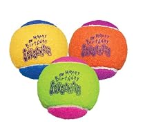 KONG Air Dog Squeakair Birthday Balls Dog Toy, Medium, Colors Vary (3 Balls)
