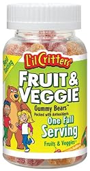 L'il Critters Fruit & Veggie Bears Dietary Supplement, Assorted Flavors, 60-Count Bottles (Pack of 4)