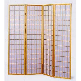 4 Panel Natural Finish Framed Screen