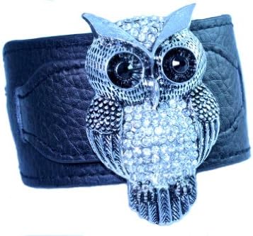 Dynamis Jewelry Crystal Owl Cuff Bracelet, Clear