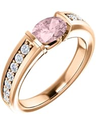18K Rose Gold 7.00x5.00mm Oval Cut Morganite and Diamond Ring -- LIFETIME WARRANTY
