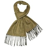 Men's Cashmere Feel Viscose Herringbone Twill Weave Tassels Ends Long Scarf - Various Colors