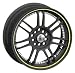 Voxx Wheels TU-3 Satin Black with Machined Undercut and Yellow Stripe - 17 X 7 Inch Wheel