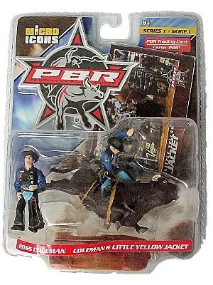 Ross Coleman & Little Yellow Jacket Action Figures - PBR Professional Bull Riders Micro Icons Series 1 with 14 PBR Trading Cards