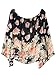 Persun Women Black Floral Off Shoulder Batwing Sleeve Blouse