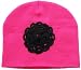 Winter Lightweight Hat - Hot Pink with Hand-crocheted Embelishment II (Women/teens)