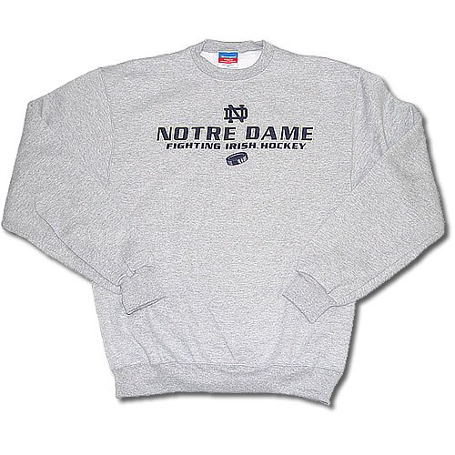 Buy Notre Dame Fighting Irish with Puck Gray Crew Sweatshirt