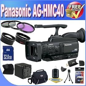 Panasonic Professional AG-HMC40 AVCHD Camcorder with 10.6 MP Still and 12x Optical Zoom + Extended Life Battery + 32GB SDHC Class 10 Memory Card + USB Card Reader + Memory Card Wallet + Shock Proof Deluxe Case + 3 Piece Professional 43mm Filter Kit + Super Wide Angle Lens + 2x Telephoto Lens + Acces