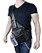 Womens Mens Cowhide Leather Sling Cross Body Shoulder Strap Bag w Organizer