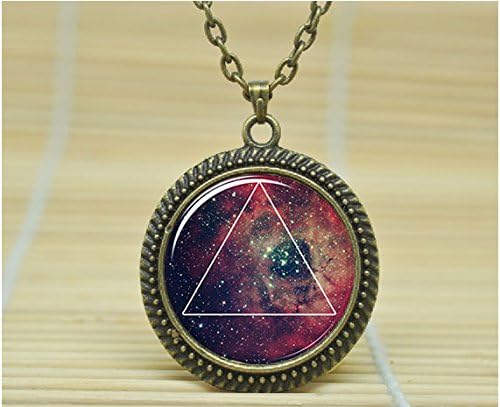 Fashion Jewelry Galaxy Triangle Necklace Hipster Nebula Jewelry Universe Pendant Glass Cabochon Necklace A0487