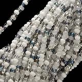 Czech Seed Beads Mix 11/0 Grey Mist Iris White Silver One Half Hank