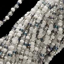 Czech Seed Beads Mix 11/0 Grey Mist Iris White Silver One Half Hank