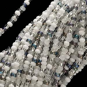 Czech-Seed-Beads-Mix-11-0-Grey-Mist-Iris-White-Silver-One-Half-Hank