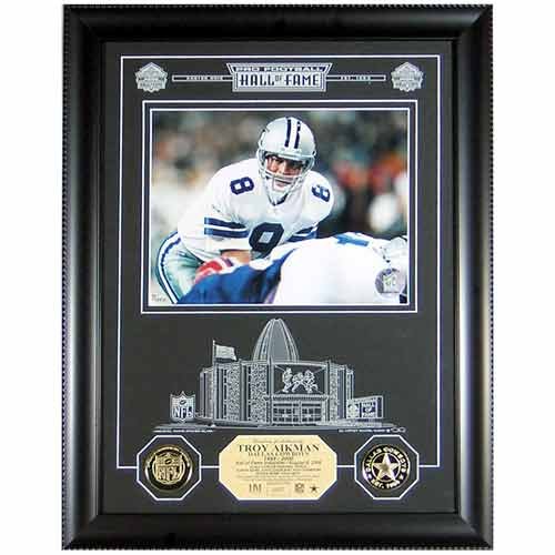 Highland Mint Dallas Cowboys Troy Aikman Hall of Fame Archival Etched Glass Photomint