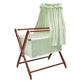 Badger Basket Company Tranquility Baby Bassinet Cherry Frame with Sage Dots Bedding
