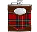 Hip Flask 6oz Stainless Steel Tartan Leather Bound With Funnel