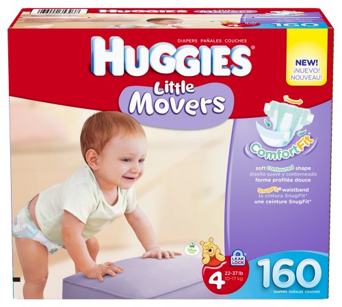 Huggies Little Movers Diapers Economy Plus, Size 4, 160 Count (packaging may vary)