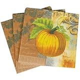 Antiqua Ephemera Style Luncheon Napkins, Golden Pumpkin